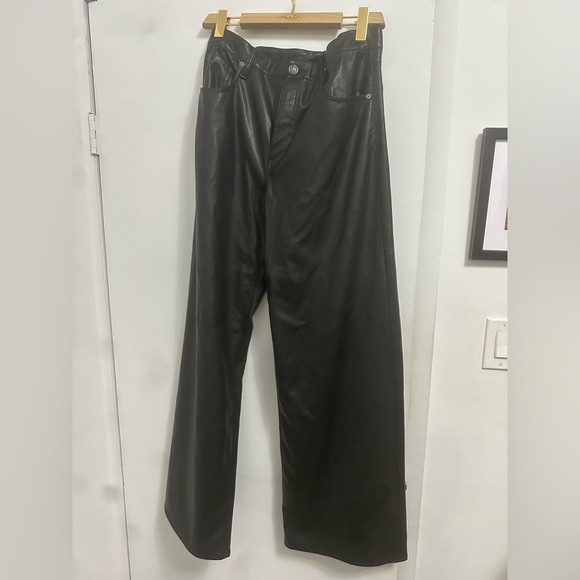 Rag & Bone Black Sofie Wide Leg Leather Pants - Picture 1 of 6